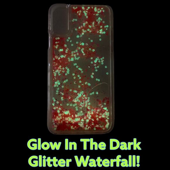 iPhone X , iPhone XS Case Clear Glowing Pink Glitter Waterfall by Case-Mate NEW! - Picture 6 of 12